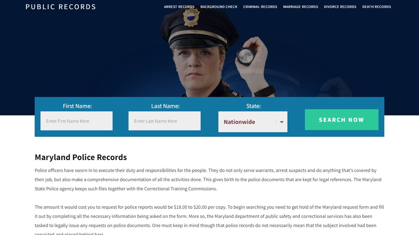 Maryland Police Records | Get Instant Reports On People